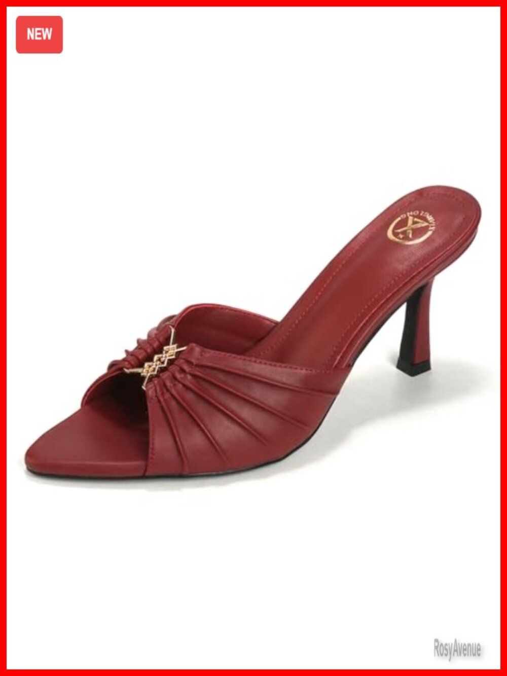 Womens Kitten Heel Mules Pointed Peep Toe Backless Slip On Heeled Sandals